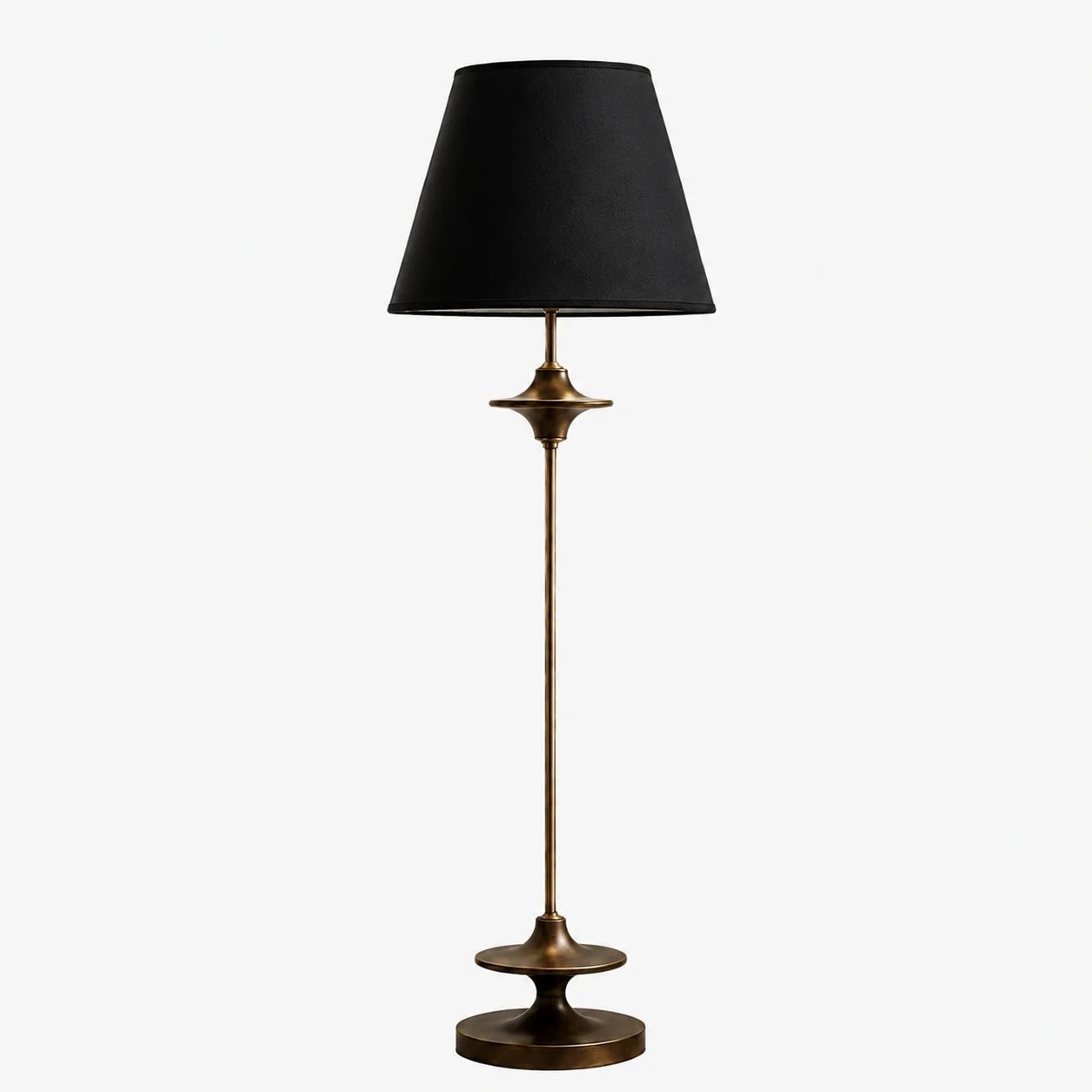 Black vintage fabric shade floor lamp