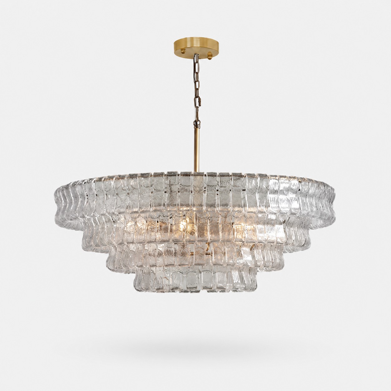 French vintage ripple glass chandelier with smoked glass