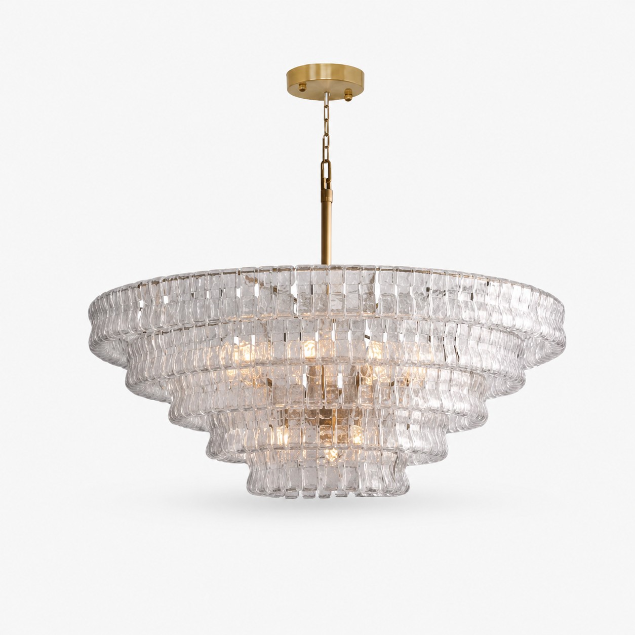 French vintage ripple glass chandelier with smoked glass