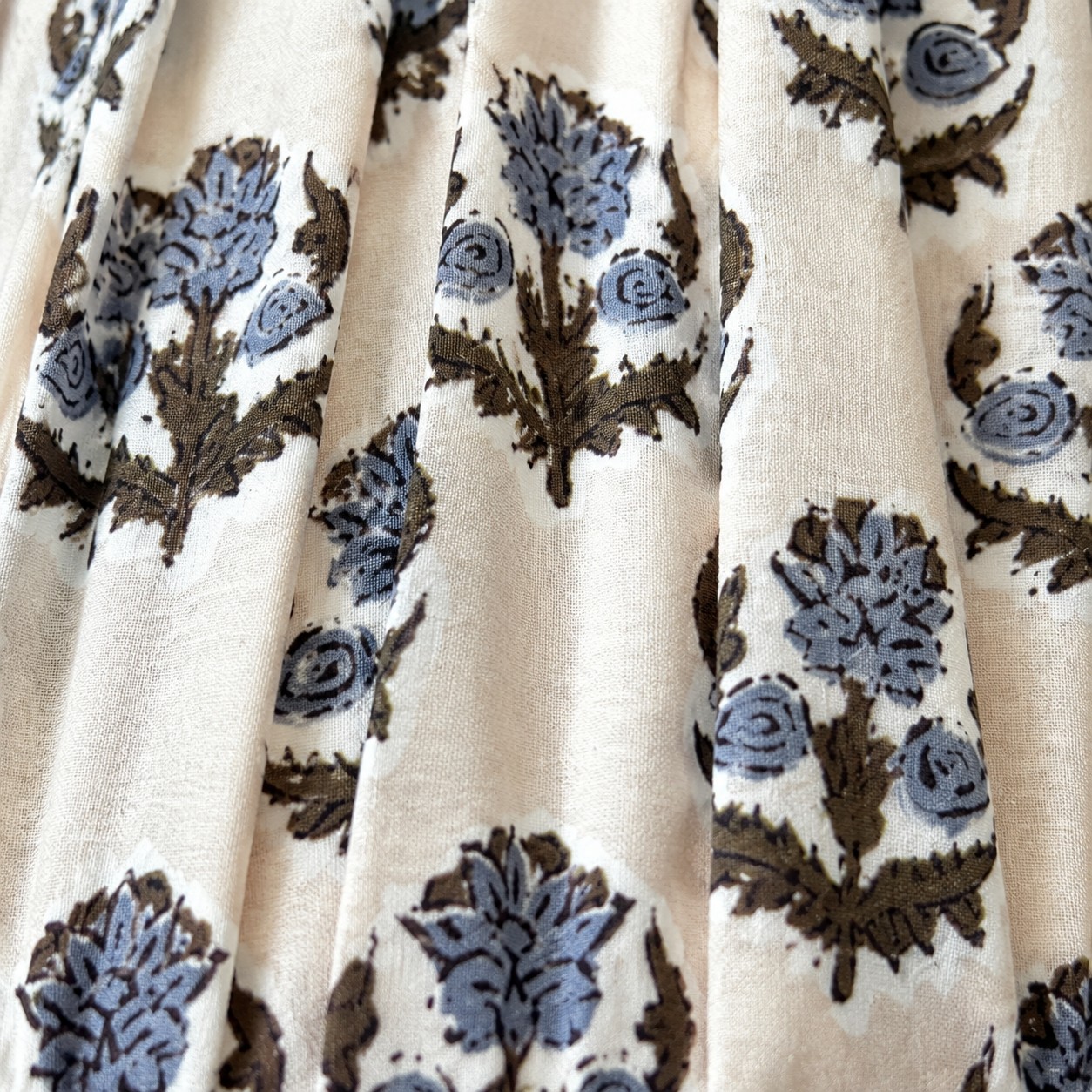 Close-up of purple floral pleated fabric lampshade