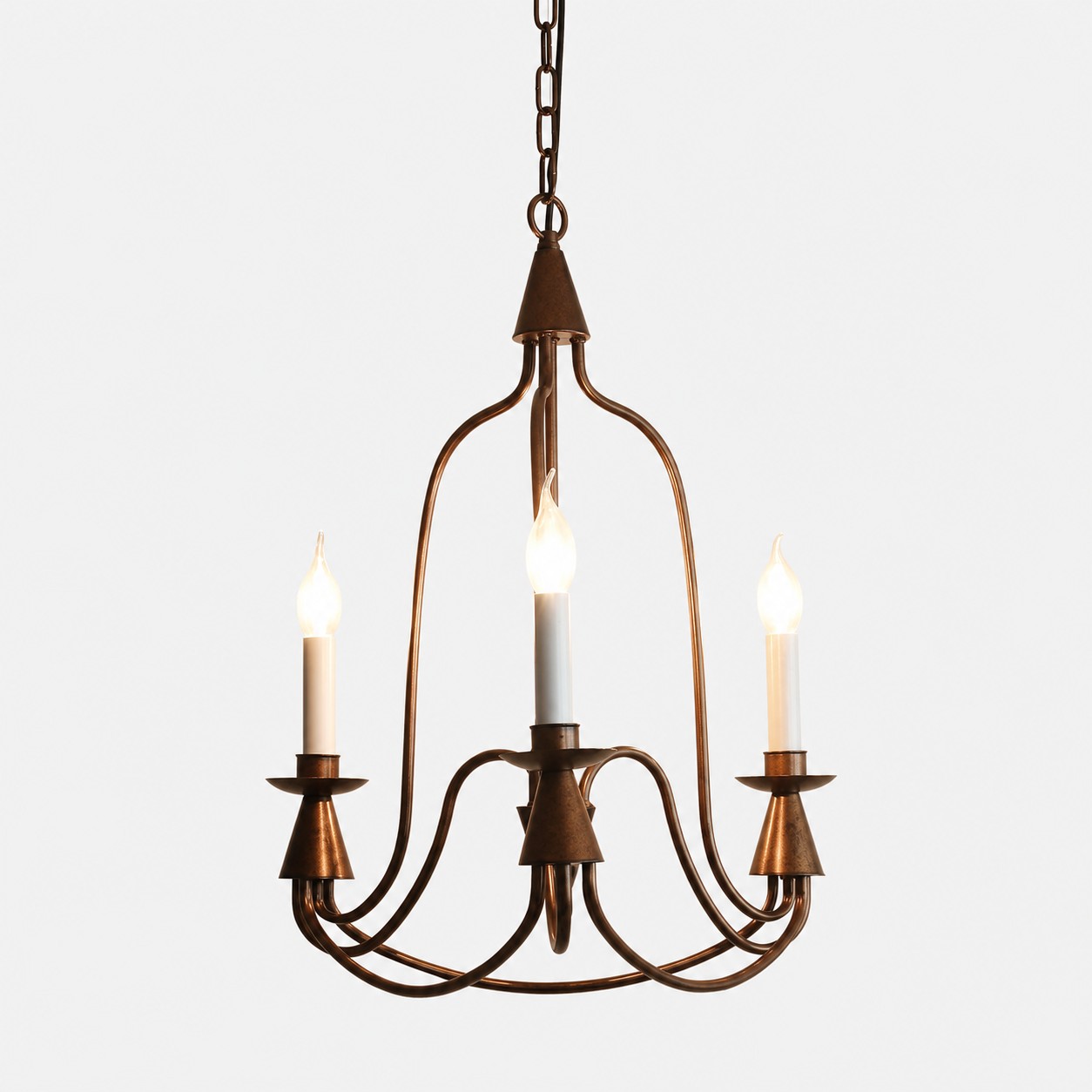 Antique bronze three-light iron candle chandelier
