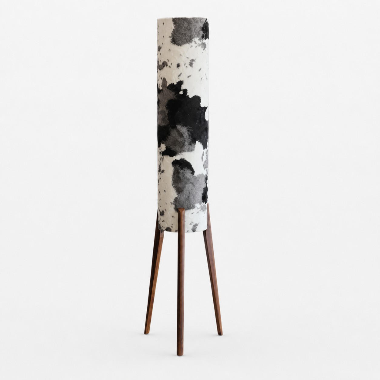 Cow Print vintage fabric cylinder floor lamp