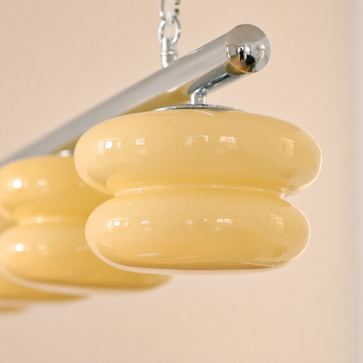 Cream layered glass shade close view
